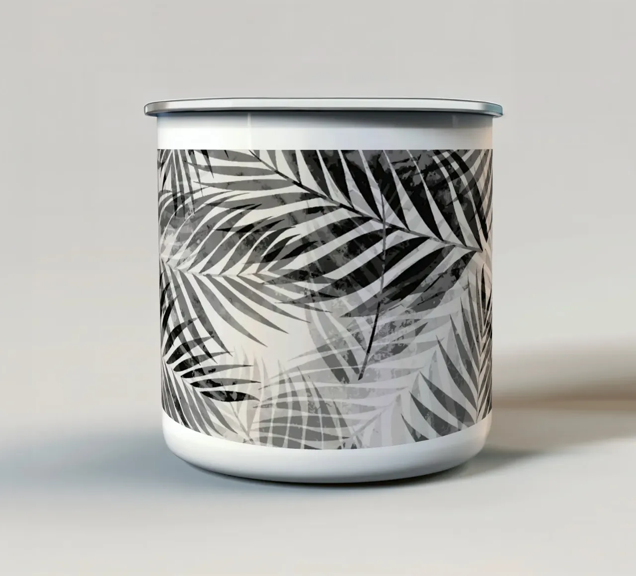 Foglie di palma in bianco e nero tazza in smalto da SilverPegasus