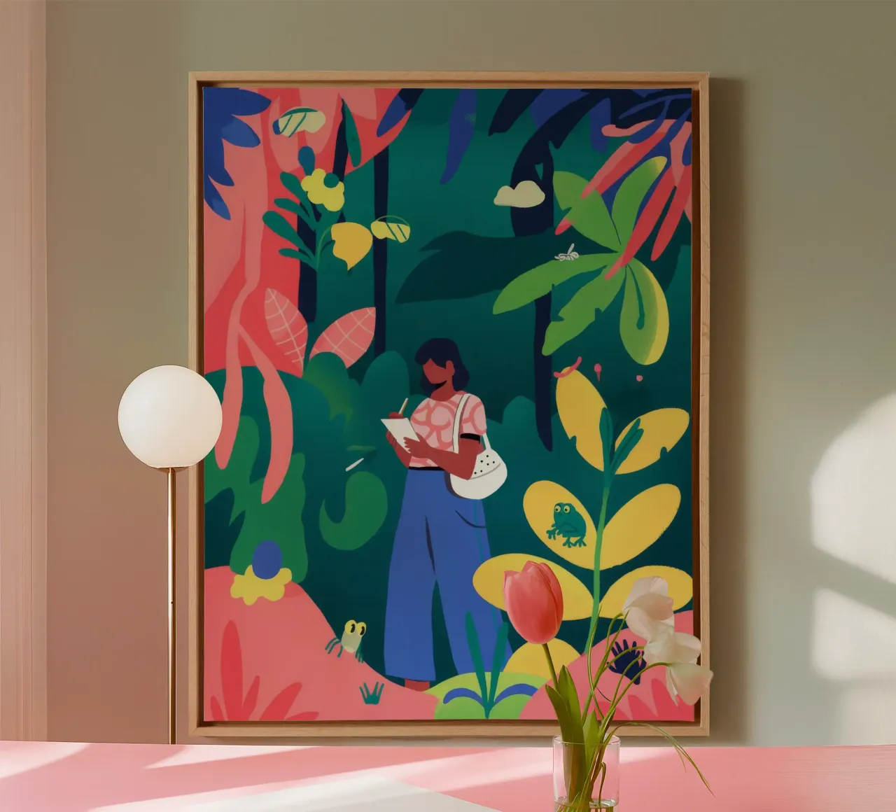 Jungle Reading Escape canvas with Floater frame by Fine Sanctuary