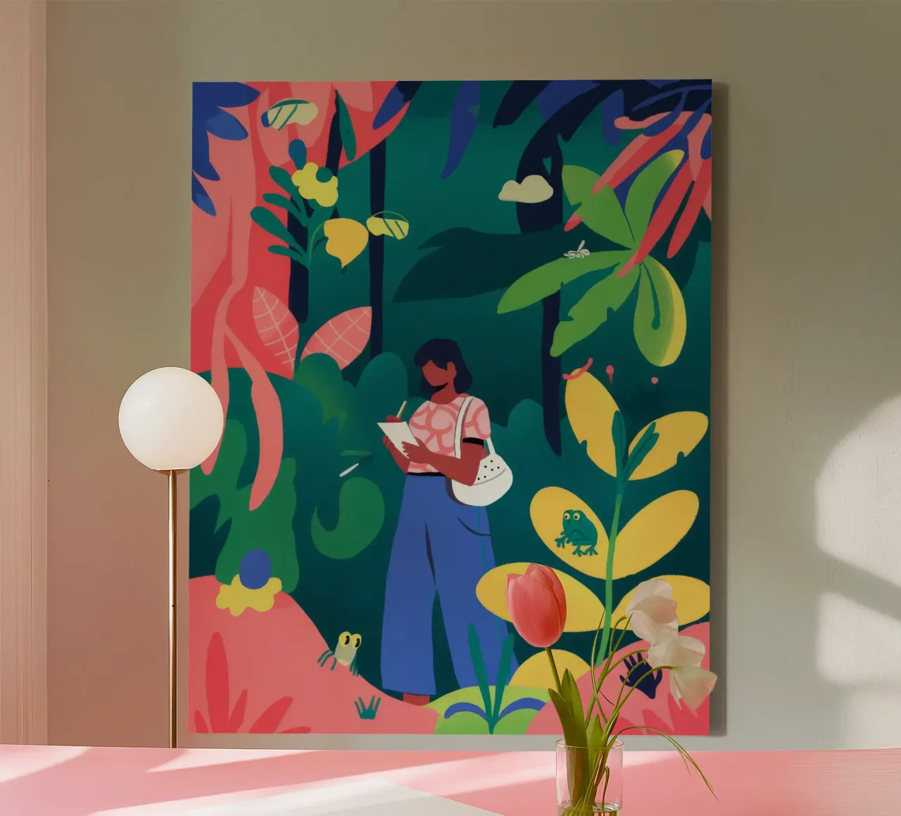 Jungle Reading Escape canvas with Floater frame by Fine Sanctuary