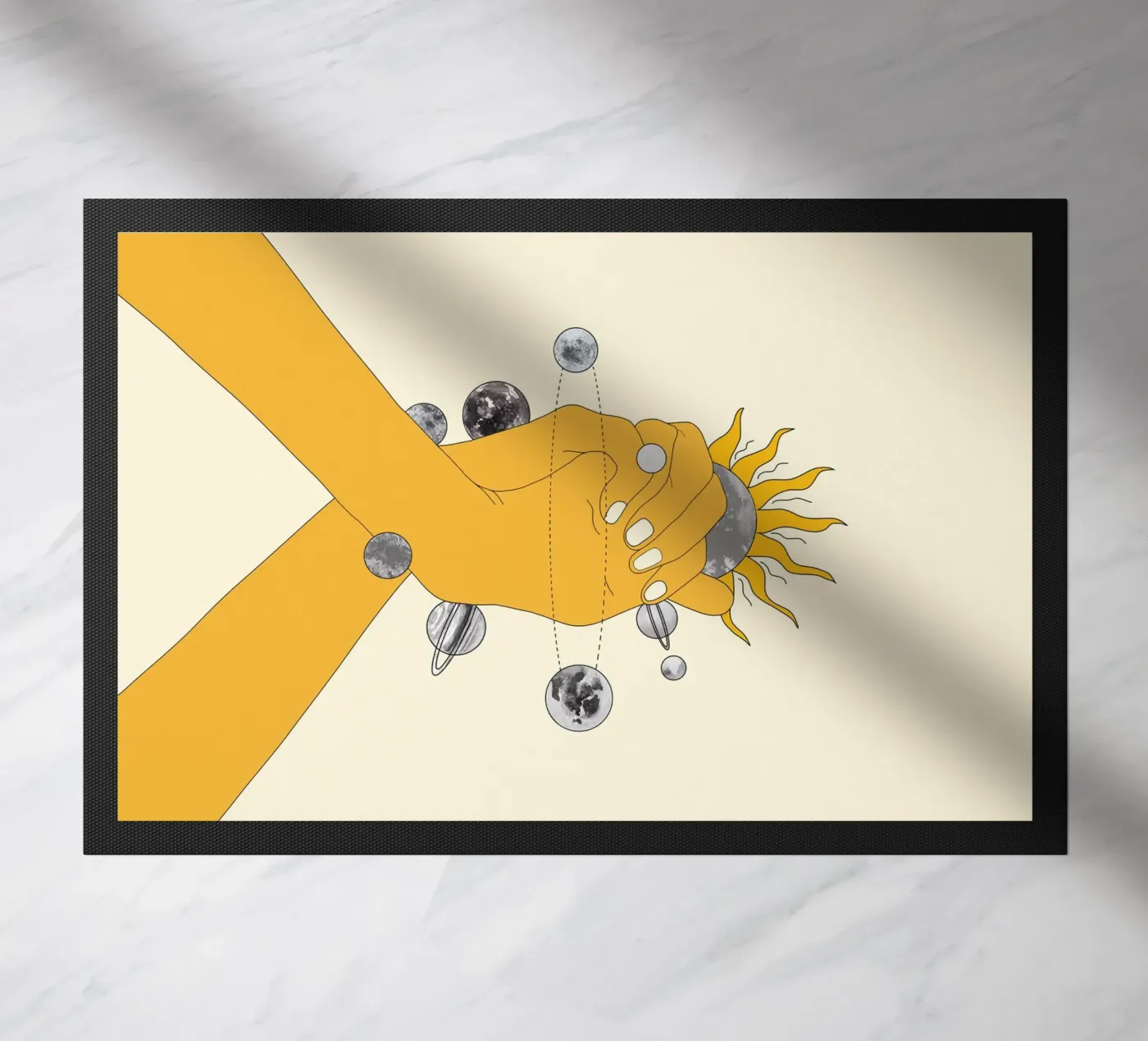 Everything Revolves Around Us doormat by Nadjaa