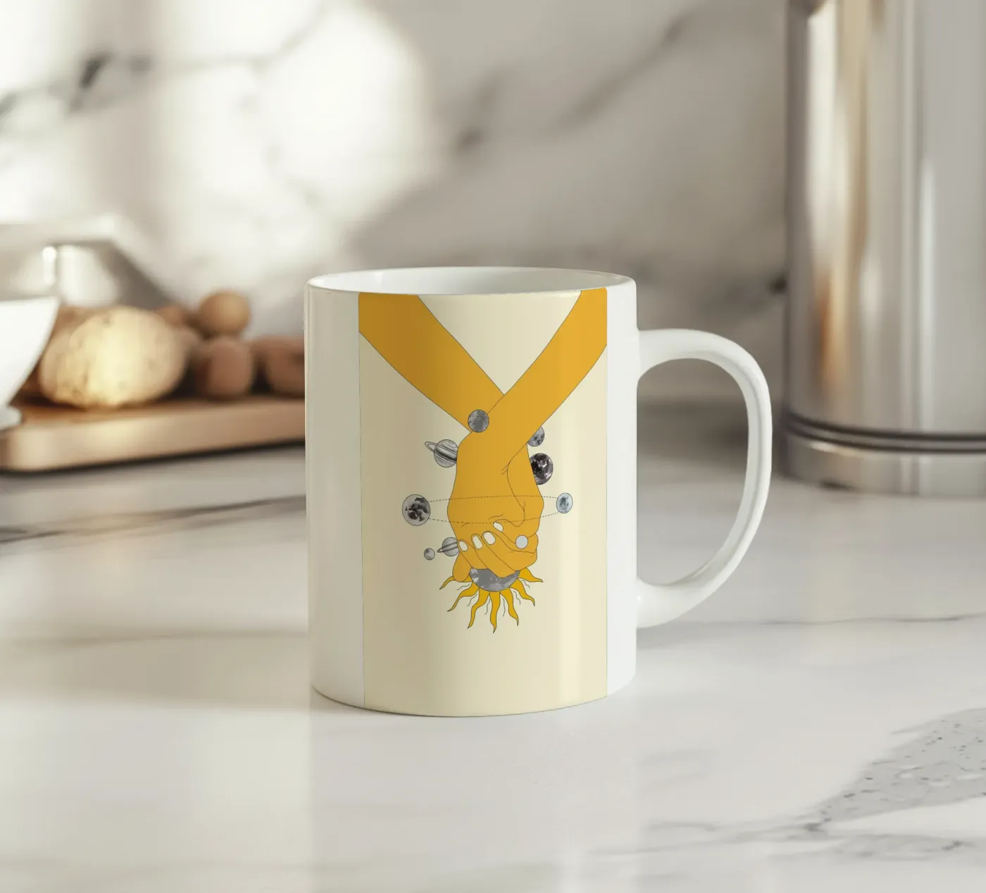 Everything Revolves Around Us ceramic mug by Nadjaa