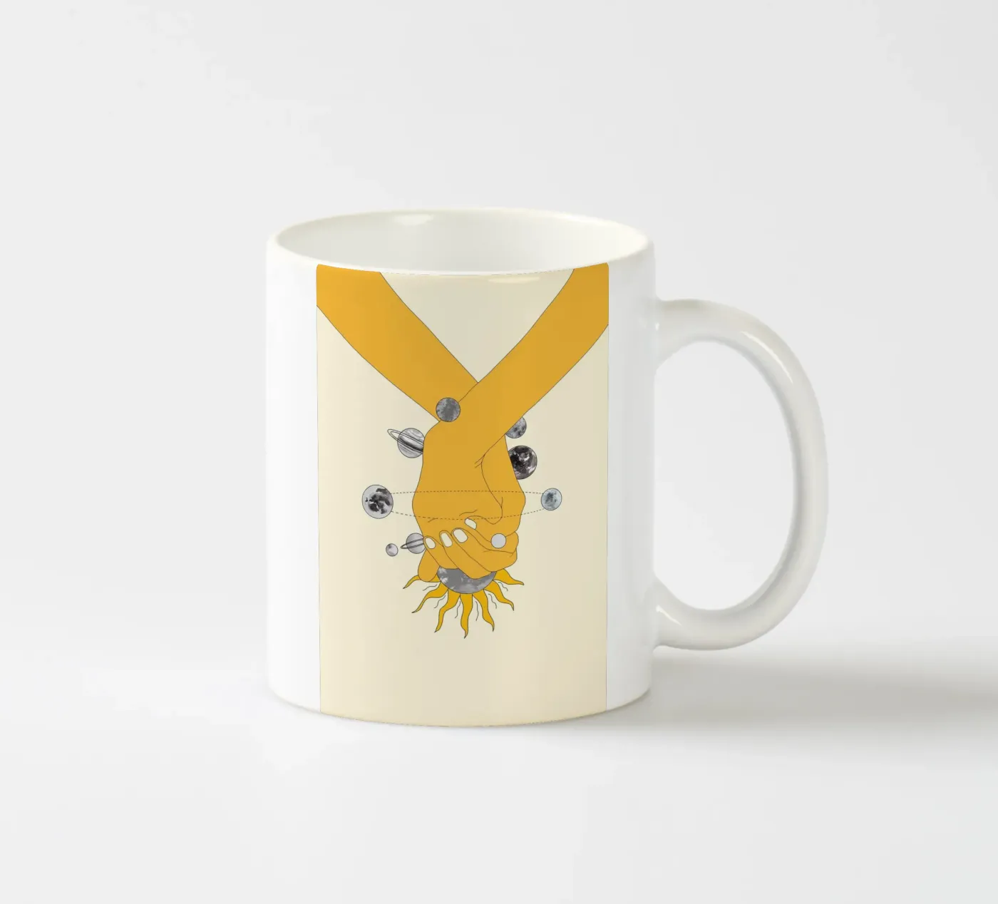 Everything Revolves Around Us ceramic mug by Nadjaa