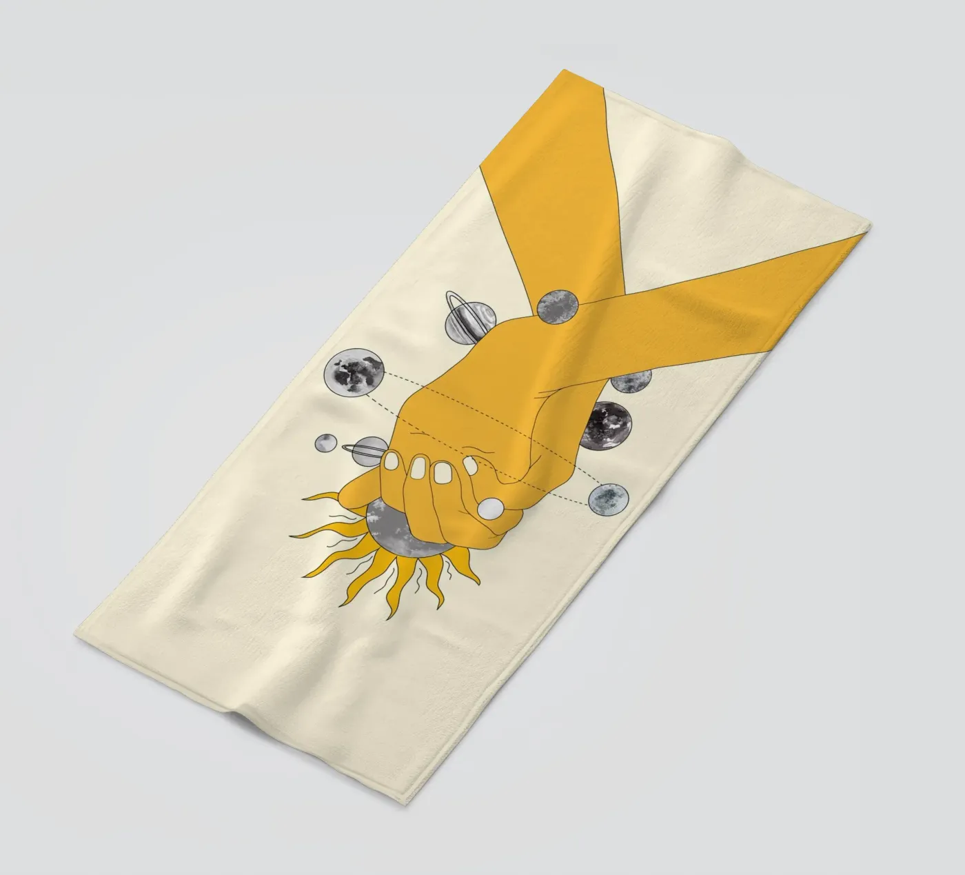 Everything Revolves Around Us beach towel by Nadjaa