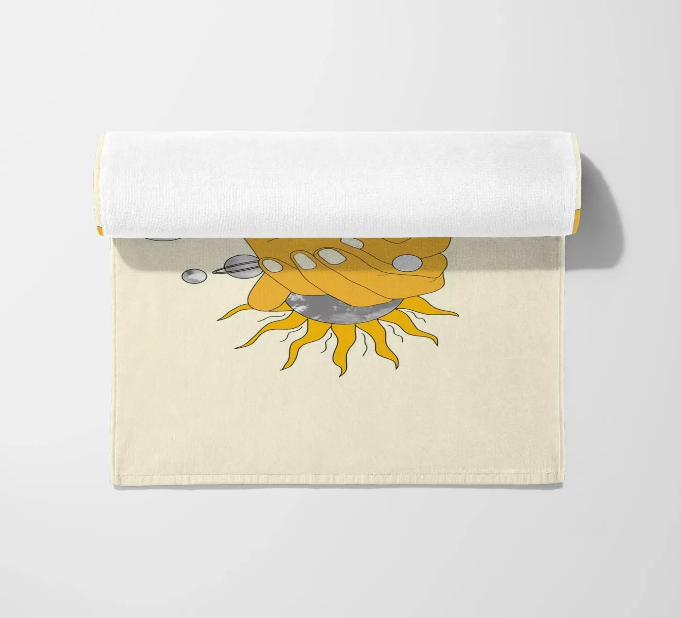 Everything Revolves Around Us beach towel by Nadjaa