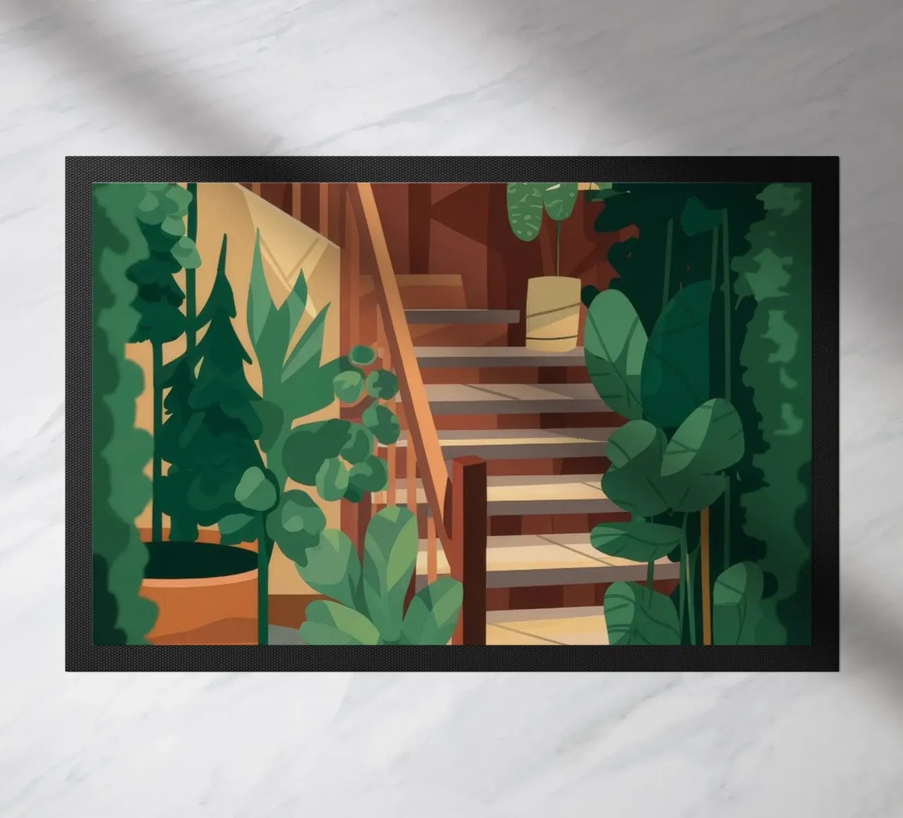 Staircase Green Oasis doormat by Fine Sanctuary