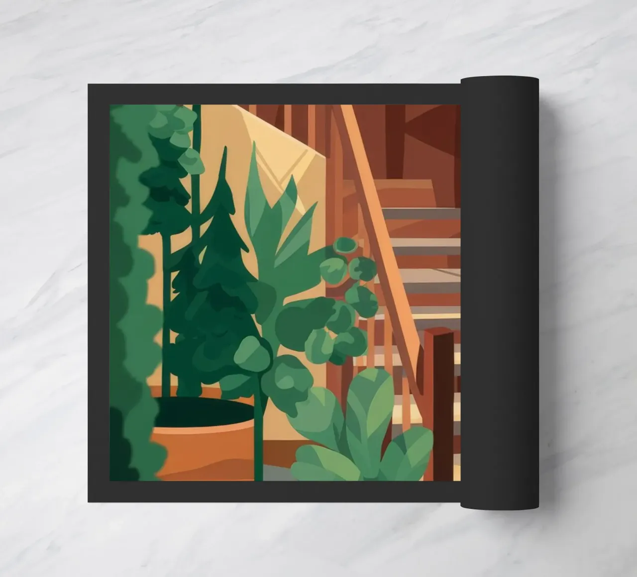 Staircase Green Oasis doormat by Fine Sanctuary