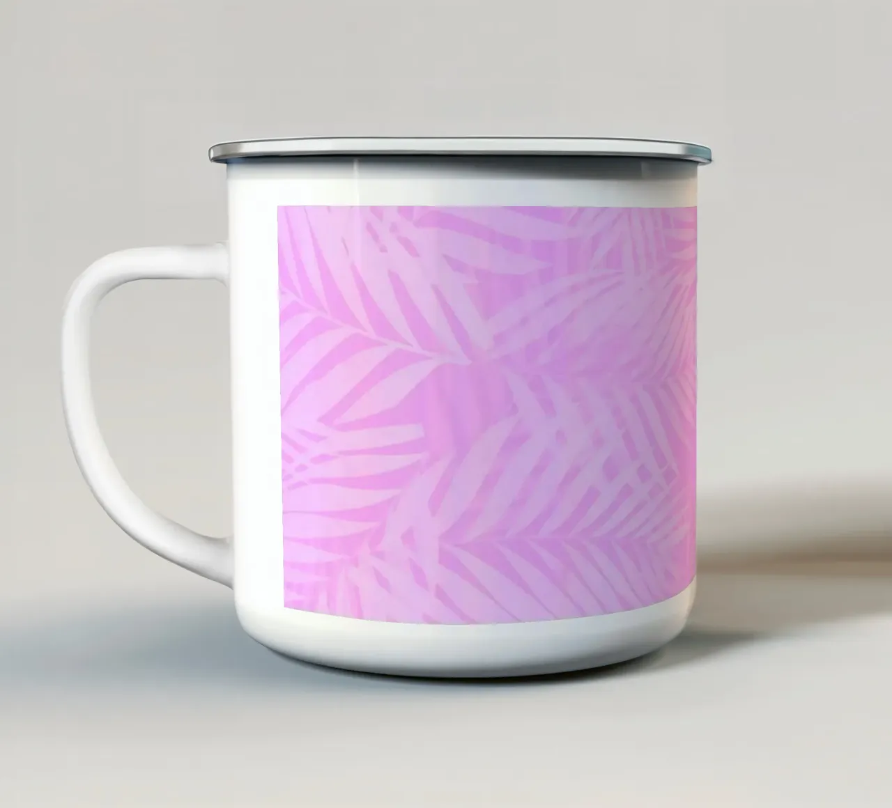 Foglie di palma rosa orchidea tazza in smalto da SilverPegasus
