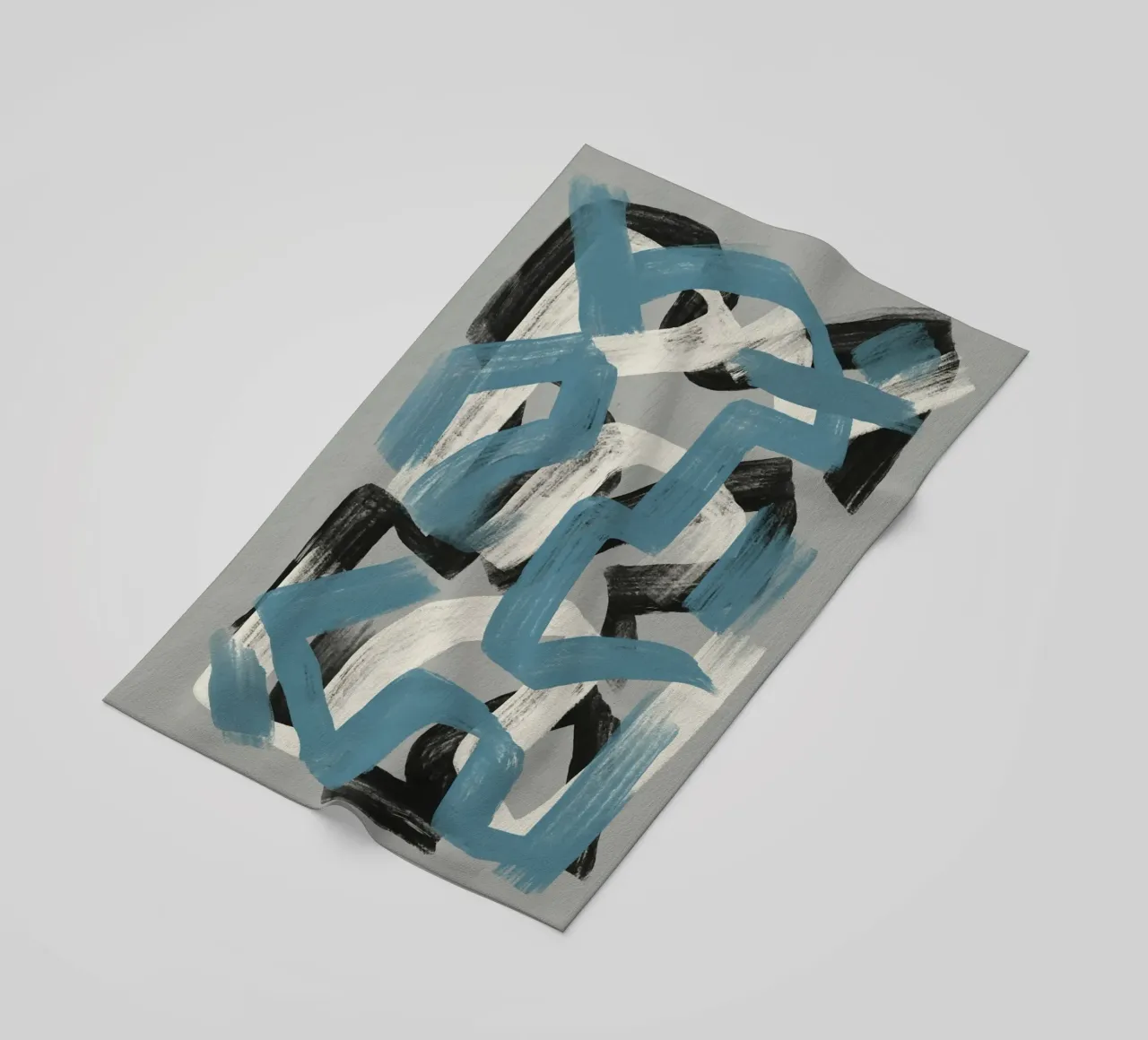 Droog penseel abstract in grijs strandhanddoek van Little Dean