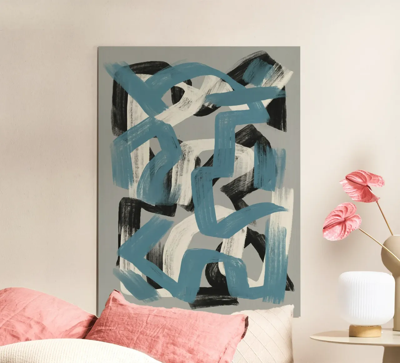 Abstrait au pinceau sec en gris poster de Little Dean