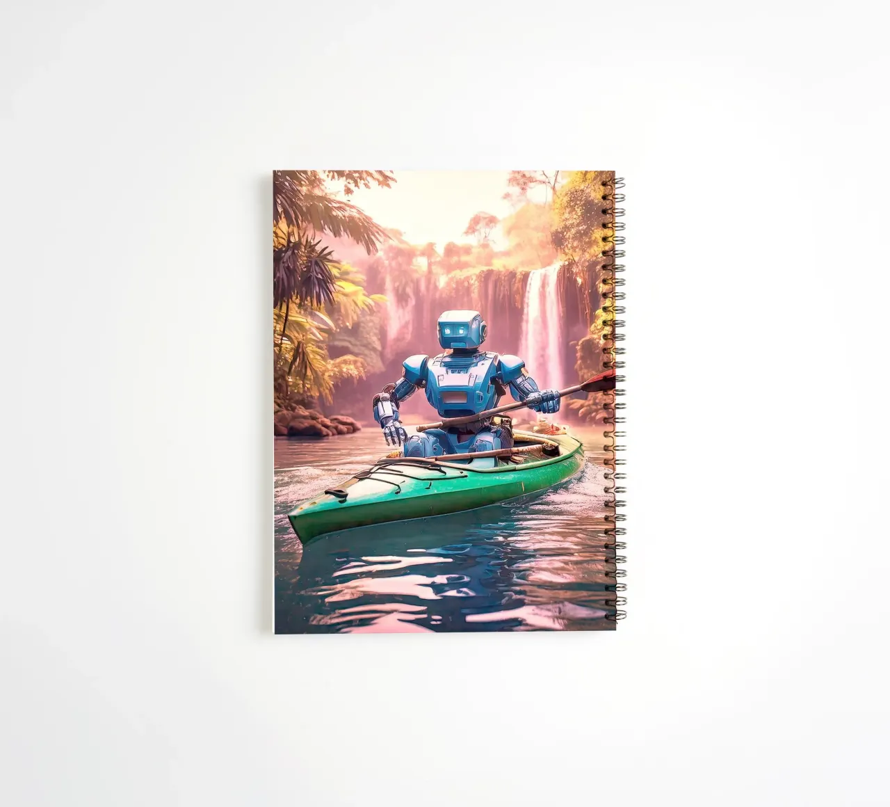 ROBOT EN CANOE. Rose. spiral notebook by Thierry vobmann photography