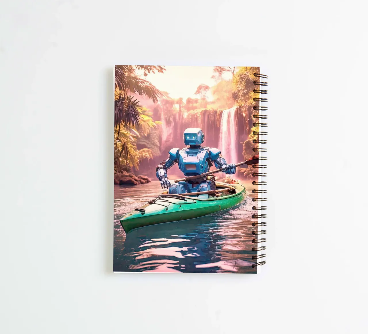 ROBOT EN CANOE. Rose. spiral notebook by Thierry vobmann photography
