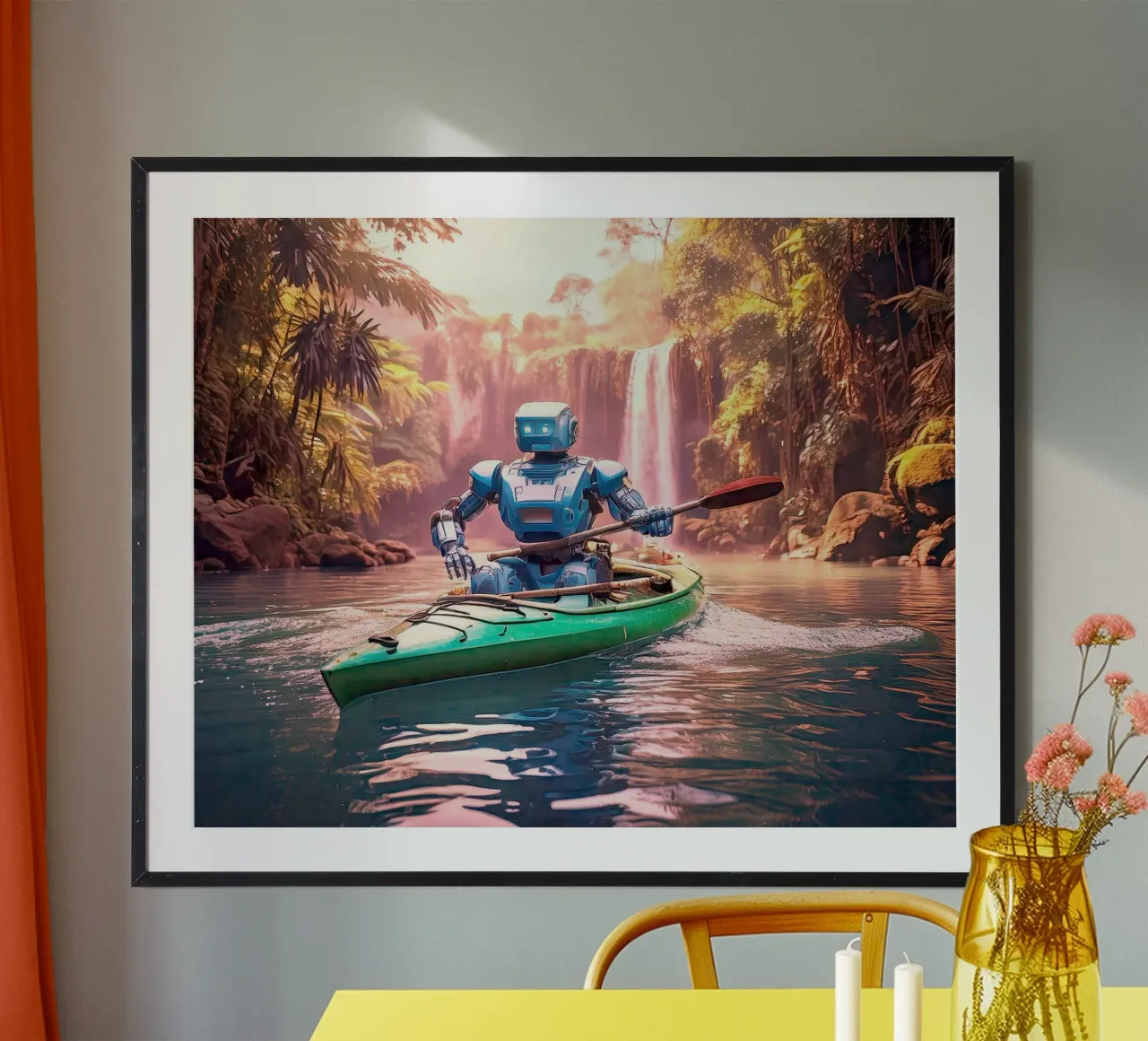 ROBOT EN CANOE. Rose. carta hahnemühle da Thierry vobmann photography