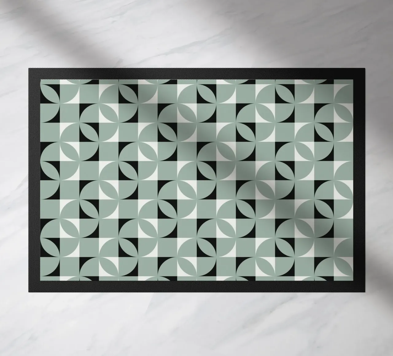 Green grid geometrical pattern doormat by Little Dean