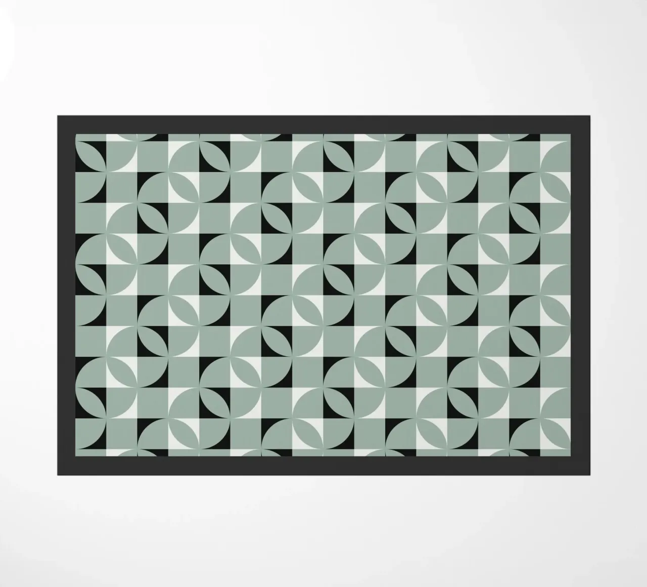 Green grid geometrical pattern doormat by Little Dean