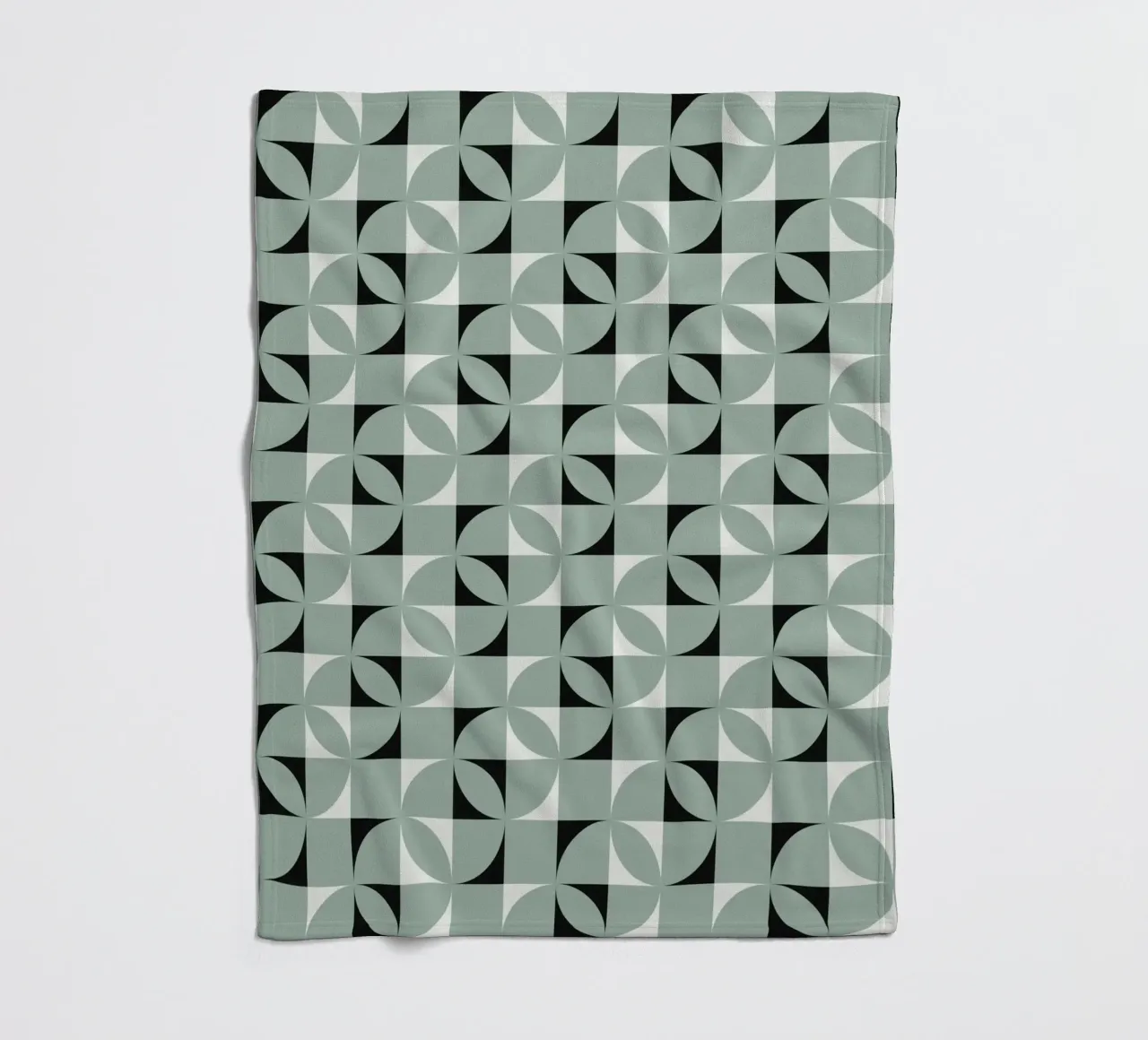 Green grid geometrical pattern fleece blanket by Little Dean