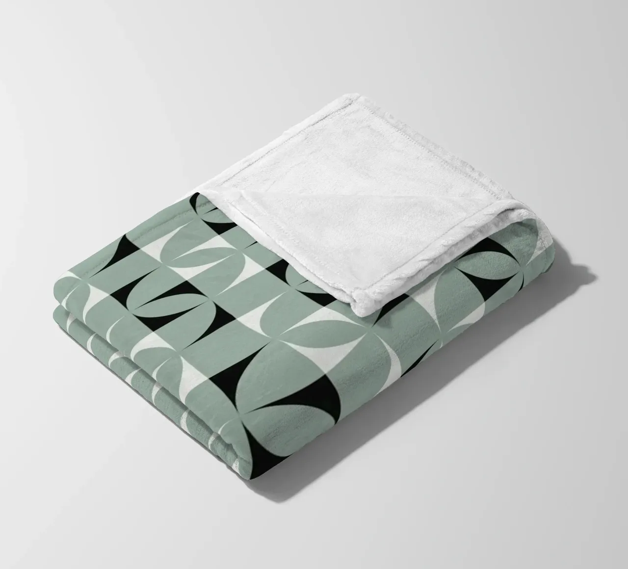 Green grid geometrical pattern fleece blanket by Little Dean