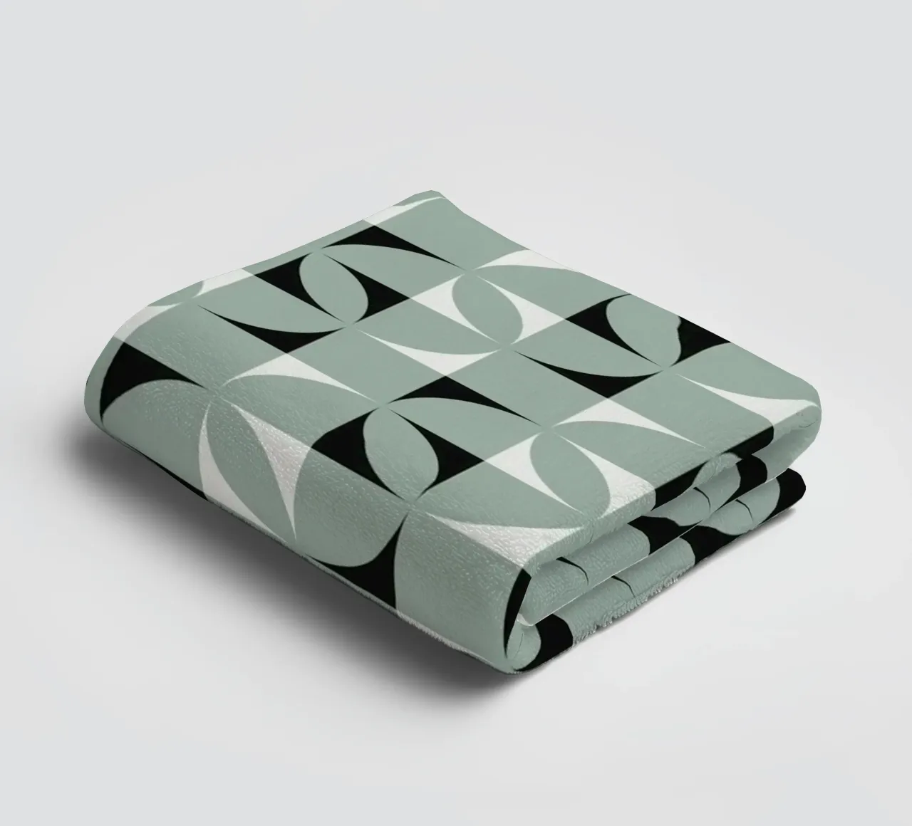 Green grid geometrical pattern towel by Little Dean