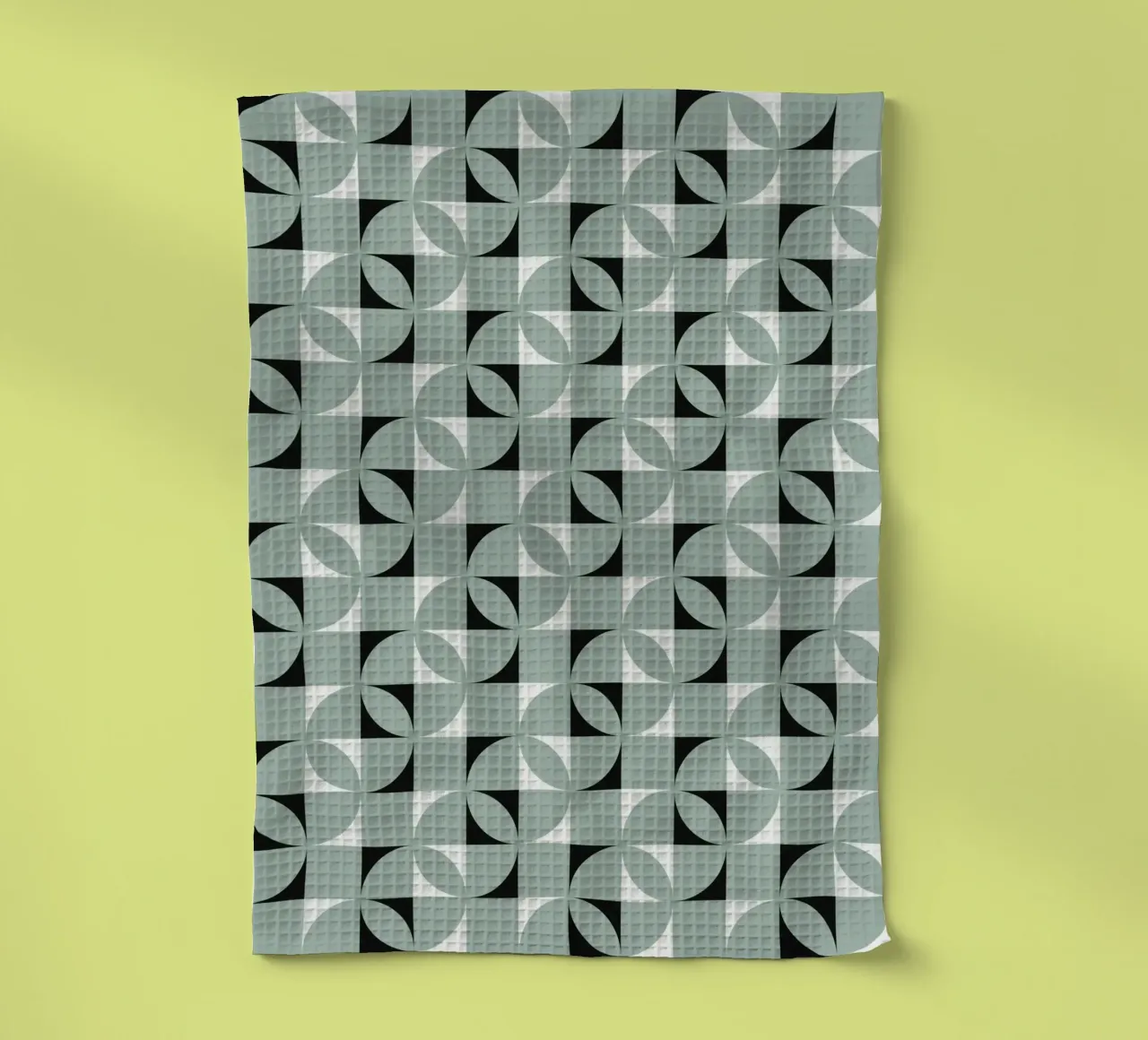 Green grid geometrical pattern tea towel by Little Dean