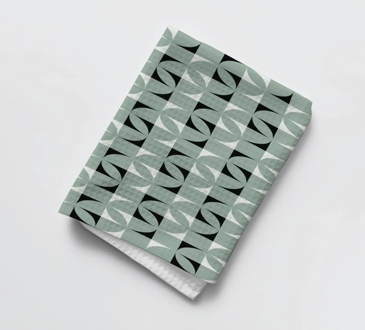 Green grid geometrical pattern tea towel by Little Dean