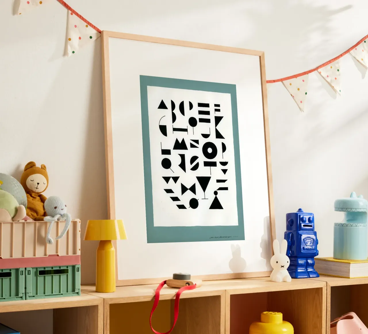 Alfabeto Reseda poster con telaio in legno da Birgitpopshop