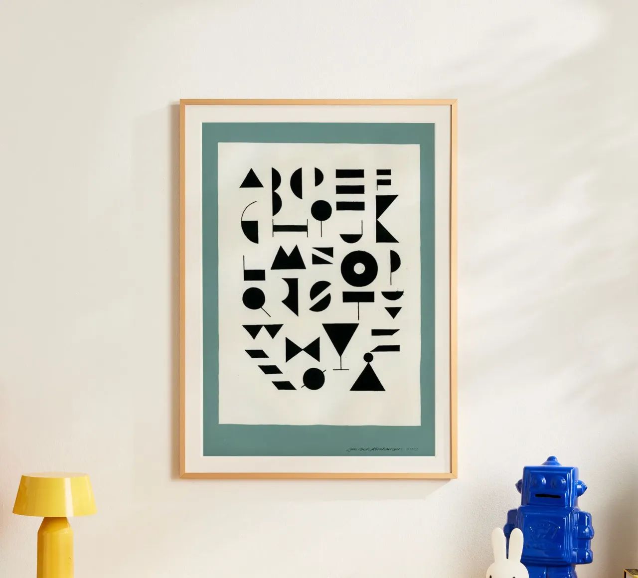 Alfabeto Reseda poster con telaio in legno da Birgitpopshop