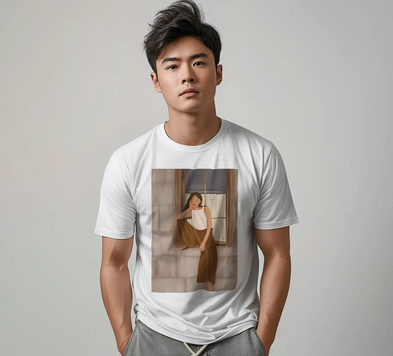 Girl sitting on the window t-shirt by cityart