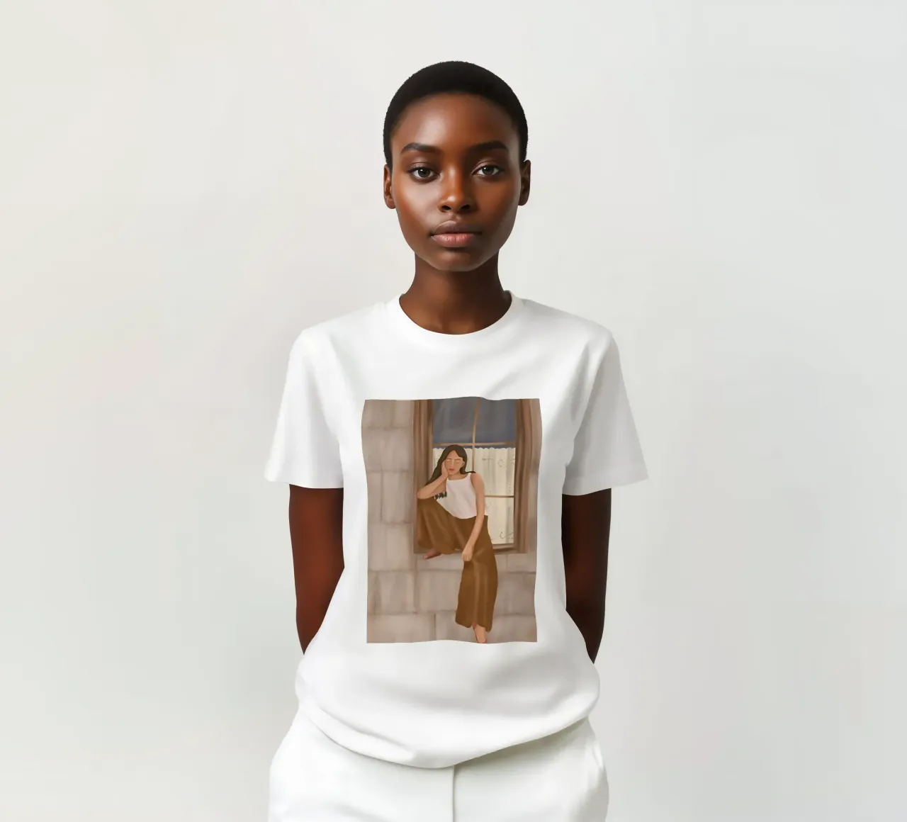 Girl sitting on the window t-shirt by cityart