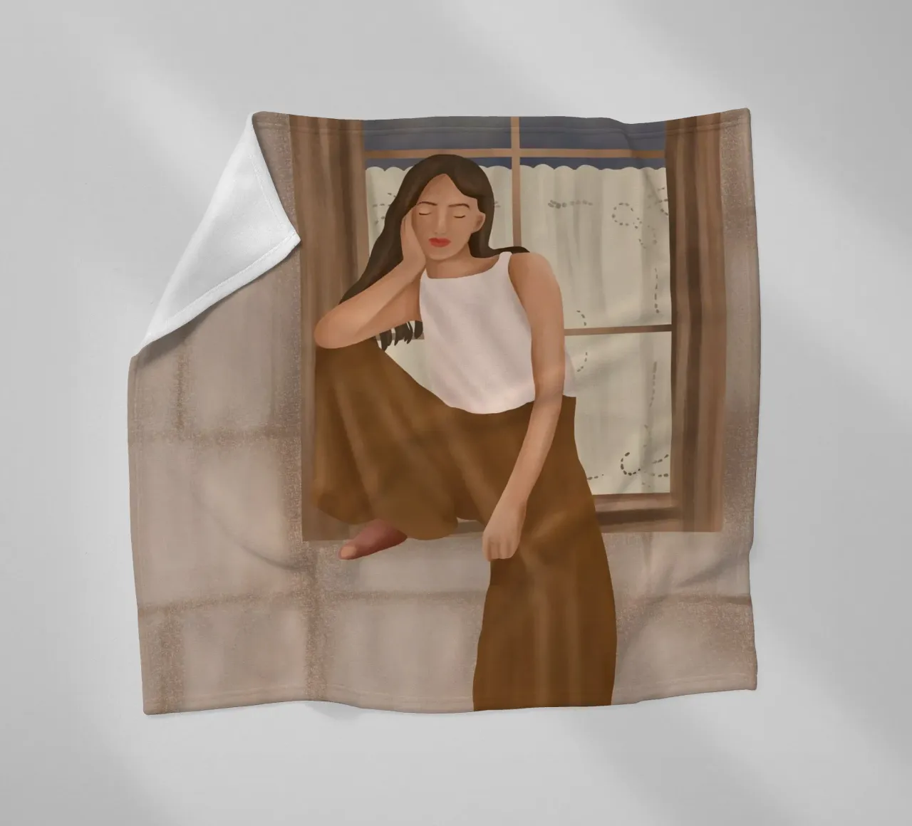 Girl sitting on the window coperta in pile da cityart