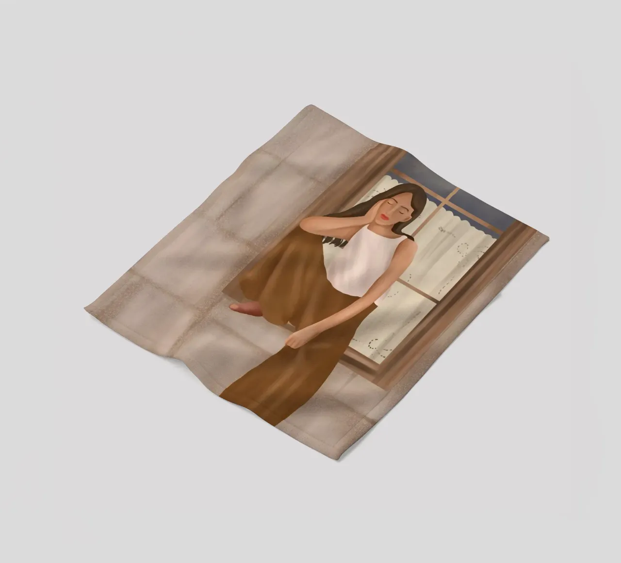 Girl sitting on the window coperta in pile da cityart