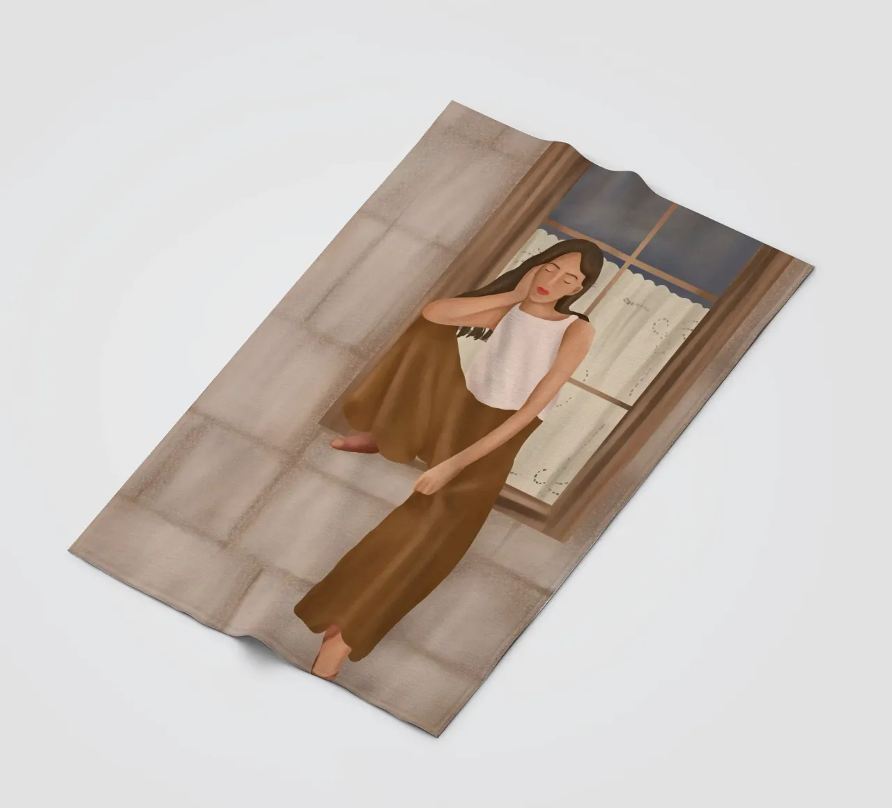 Girl sitting on the window coperta in pile da cityart