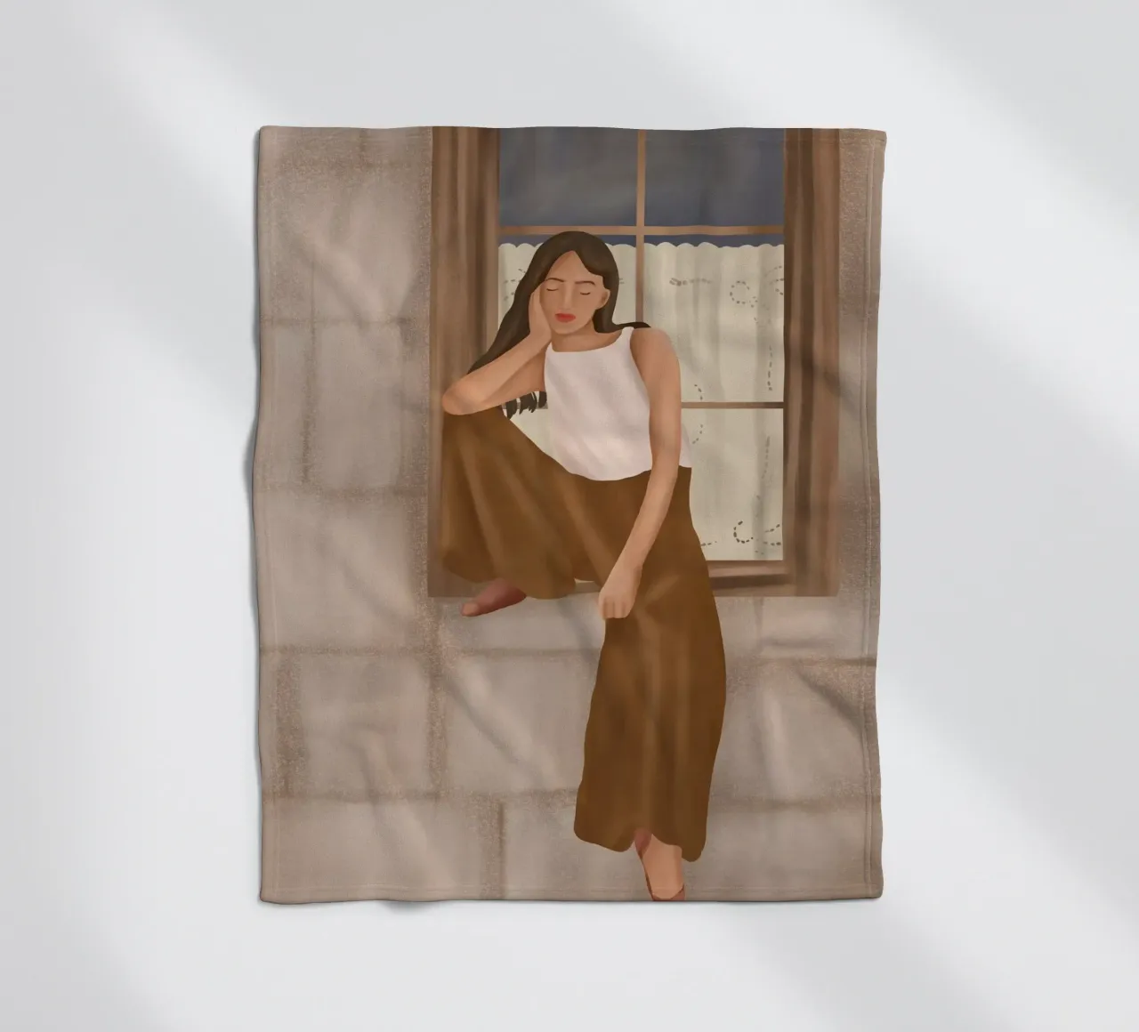 Girl sitting on the window coperta in pile da cityart