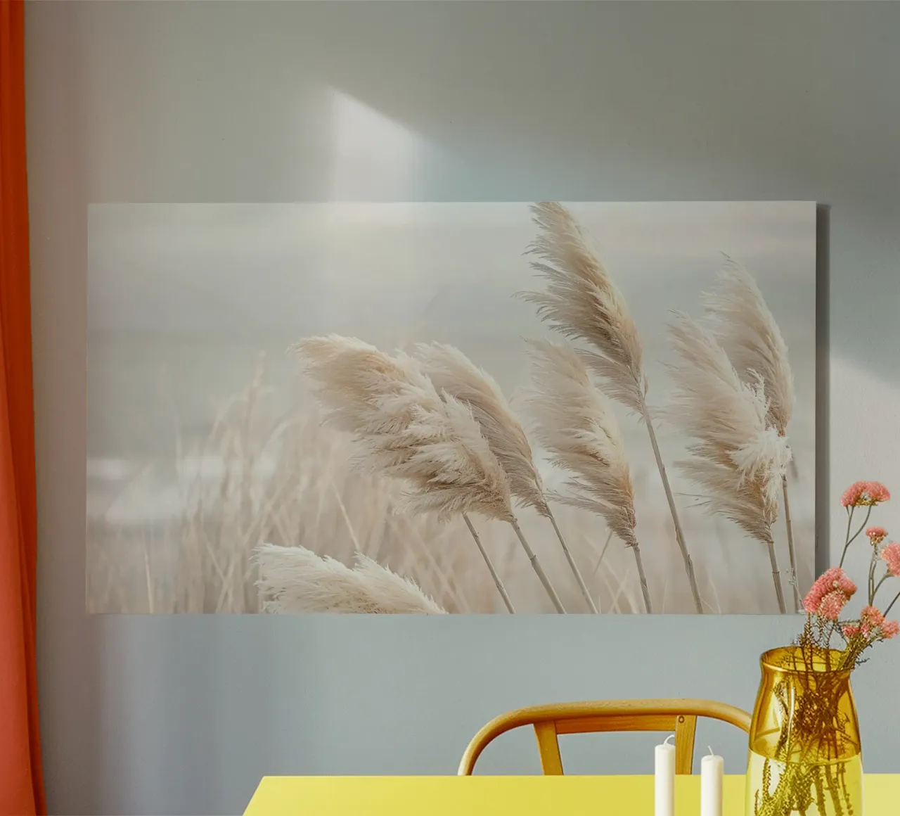 Poetry by the sea - pampas grass in a gentle breeze canvas by Melanie Viola
