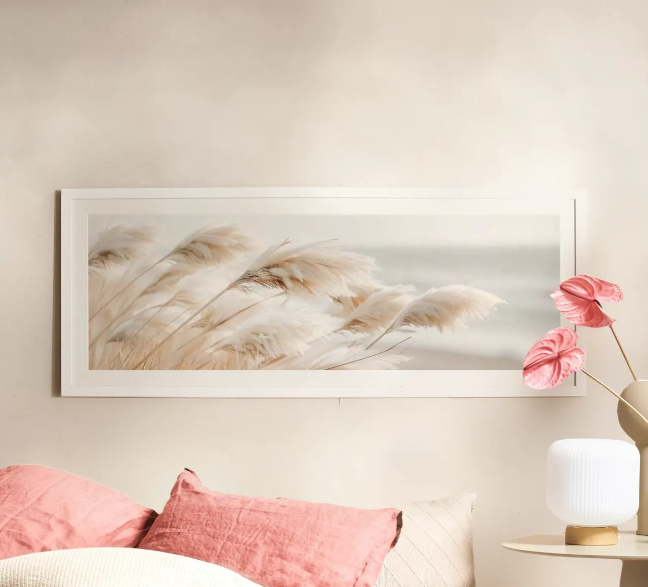 Poesia in riva al mare - Idillio d'erba della Pampa poster con telaio in plastica da Melanie Viola