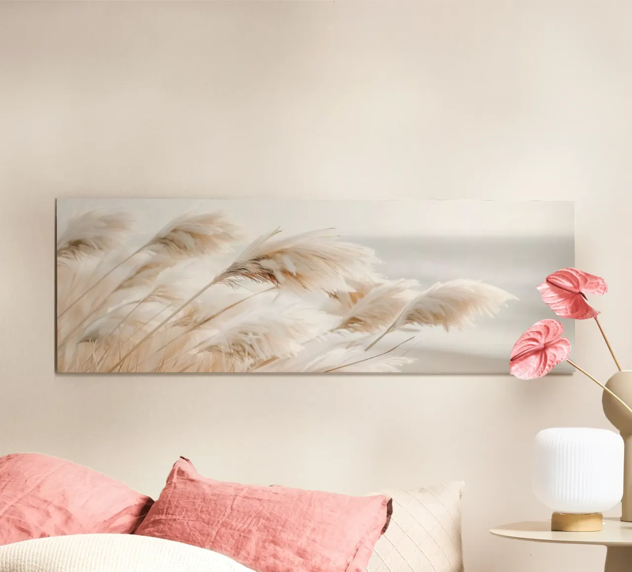 Poesia in riva al mare - Idillio d'erba della Pampa poster con telaio in plastica da Melanie Viola