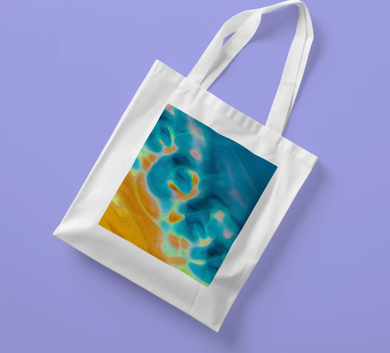 Linea di costa astratta con isole in un mare bluastro/turchese borsa in juta da Gürsel Yesil Digital Art