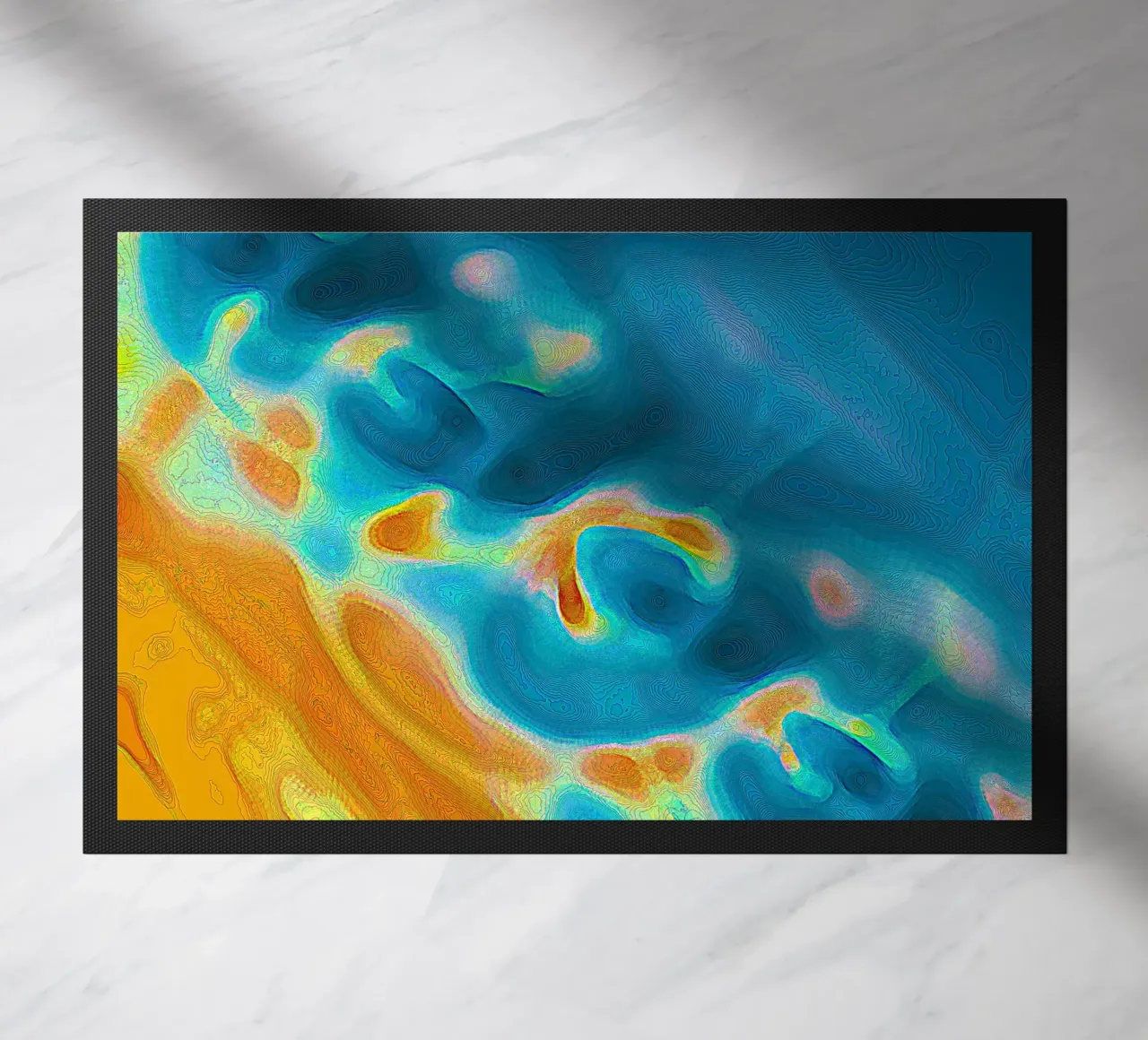 Linea di costa astratta con isole in un mare bluastro/turchese zerbino da Gürsel Yesil Digital Art