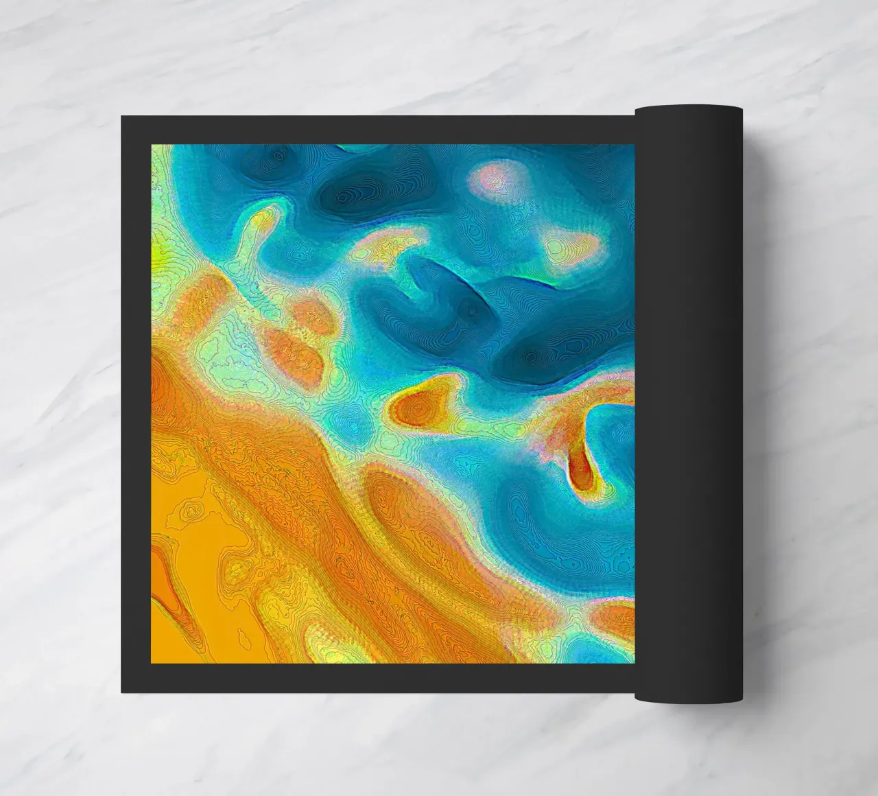 Linea di costa astratta con isole in un mare bluastro/turchese zerbino da Gürsel Yesil Digital Art