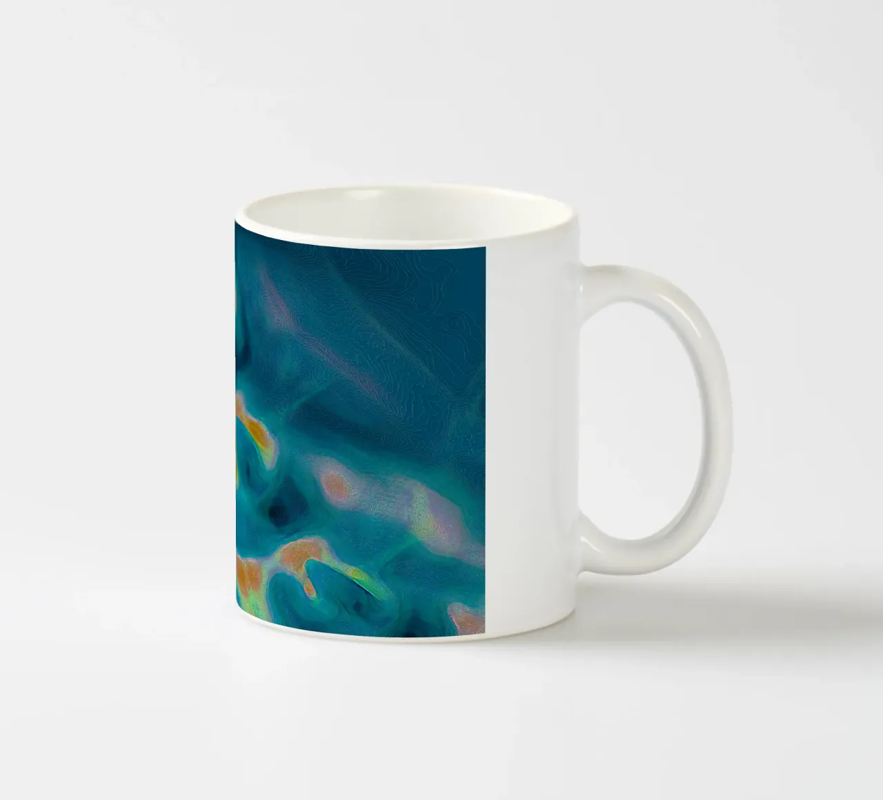 Linea di costa astratta con isole in un mare bluastro/turchese tazza in ceramica da Gürsel Yesil Digital Art