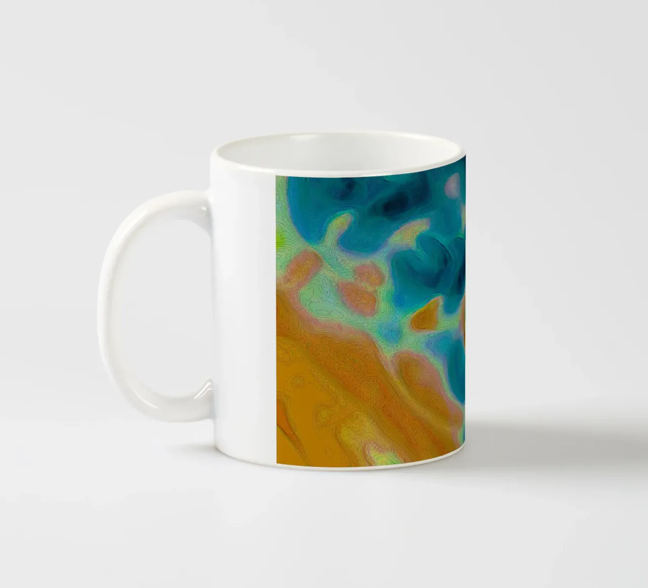 Linea di costa astratta con isole in un mare bluastro/turchese tazza in ceramica da Gürsel Yesil Digital Art