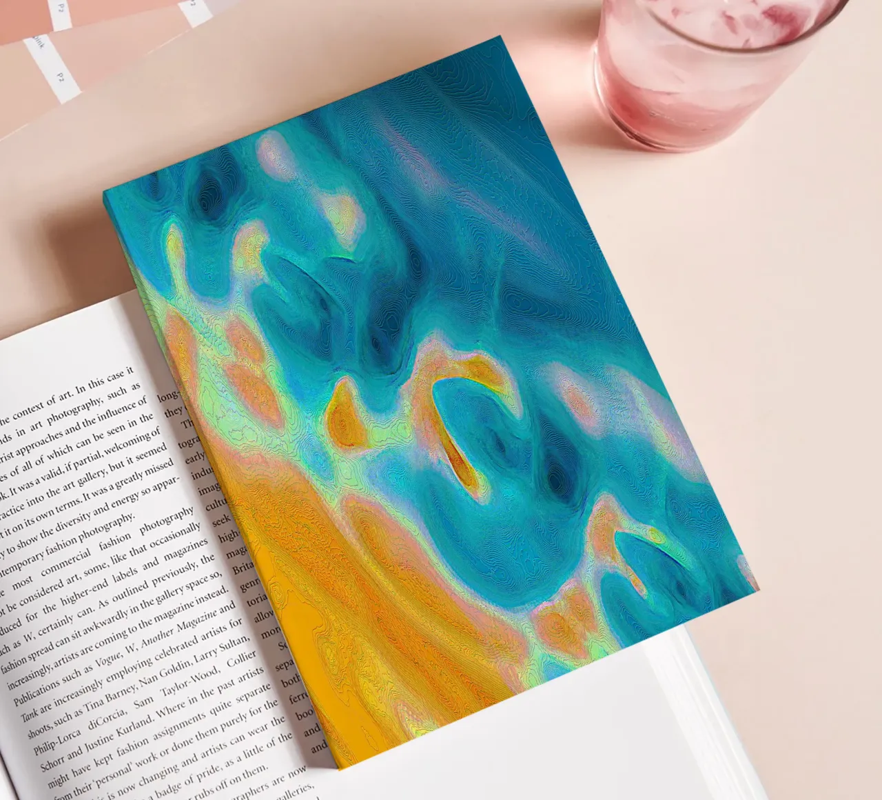 Côte abstraite avec des îles dans une mer bleuâtre/turquoise carnet de notes de Gürsel Yesil Digital Art