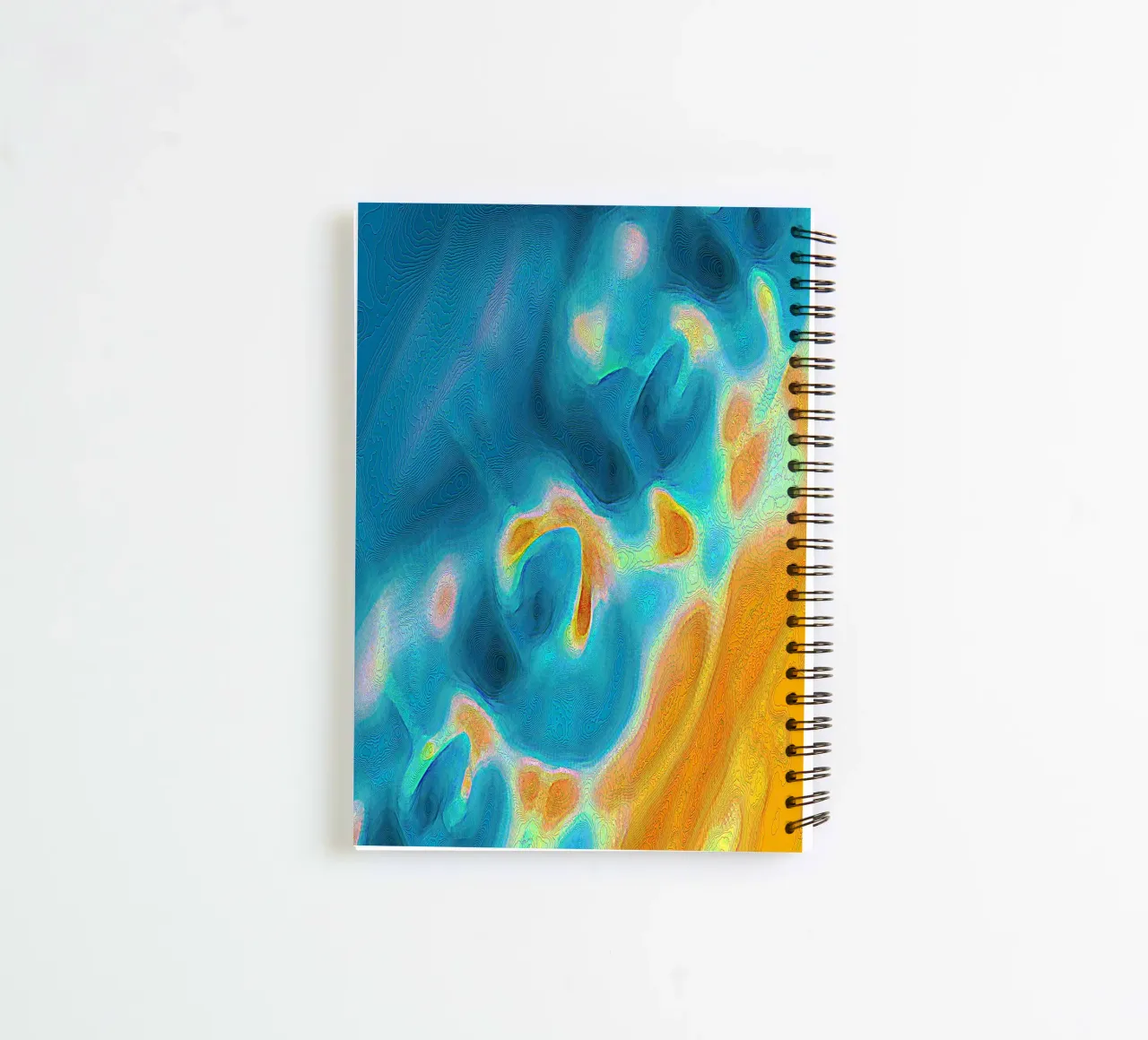 Abstract coastline with islands in a bluish/turquoise-coloured sea spiral notebook by Gürsel Yesil Digital Art