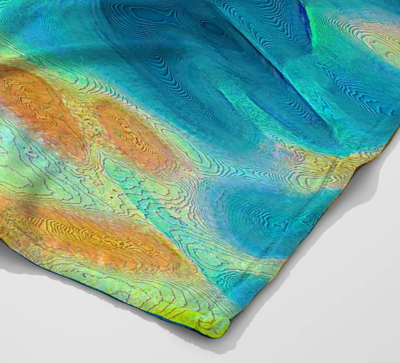 Linea di costa astratta con isole in un mare bluastro/turchese coperta in pile da Gürsel Yesil Digital Art
