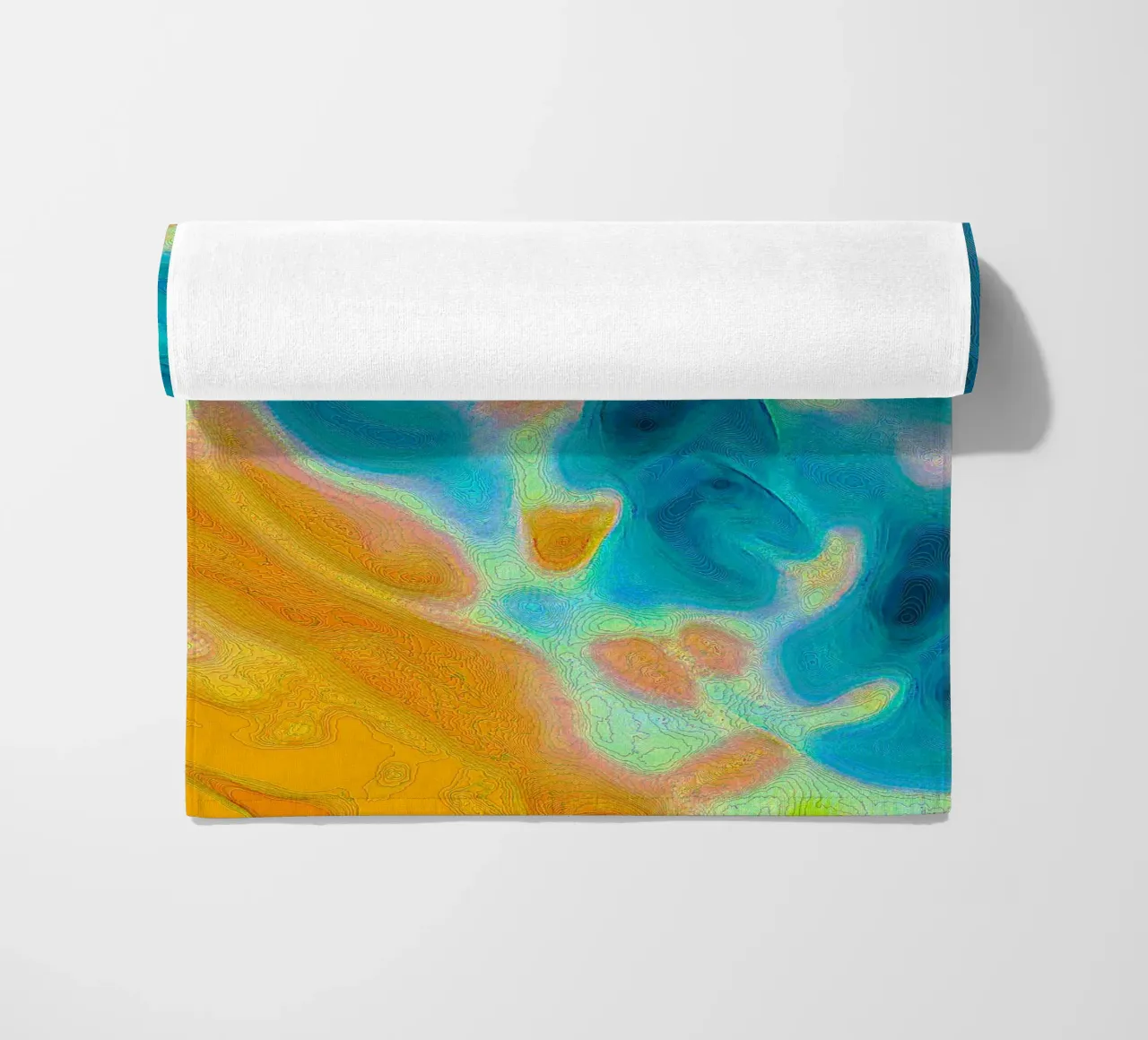 Linea di costa astratta con isole in un mare bluastro/turchese telo mare da Gürsel Yesil Digital Art
