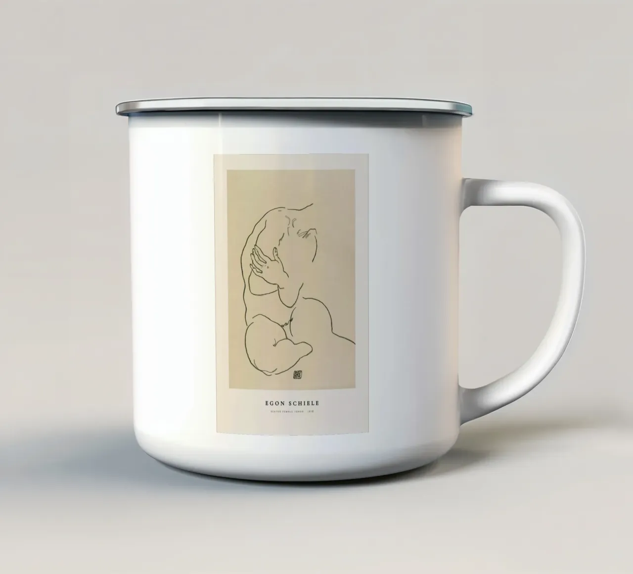 Schiele - Seated Female Torso tazza in smalto da Vintage by JUNIQE