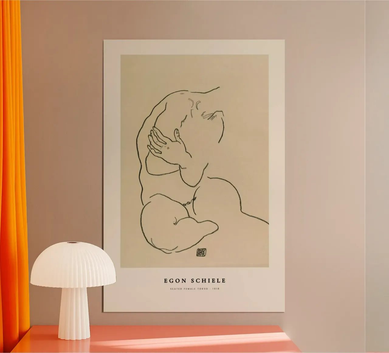 Schiele - Seated Female Torso poster con telaio in plastica da Vintage by JUNIQE