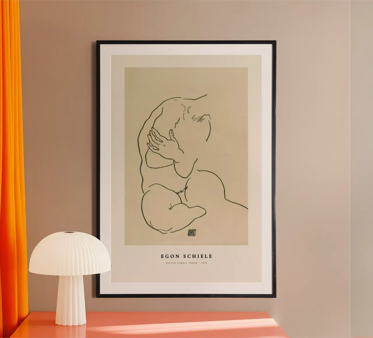 Schiele - Seated Female Torso poster con telaio in plastica da Vintage by JUNIQE