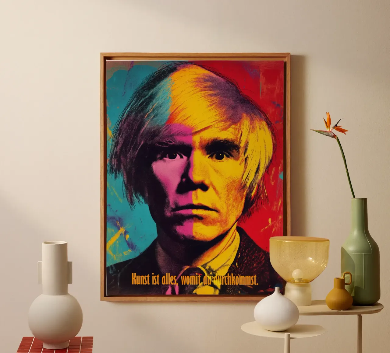 Art Is All You Can Get Away With | Andy Warhol Portrait canvas with Floater frame by Autofocus