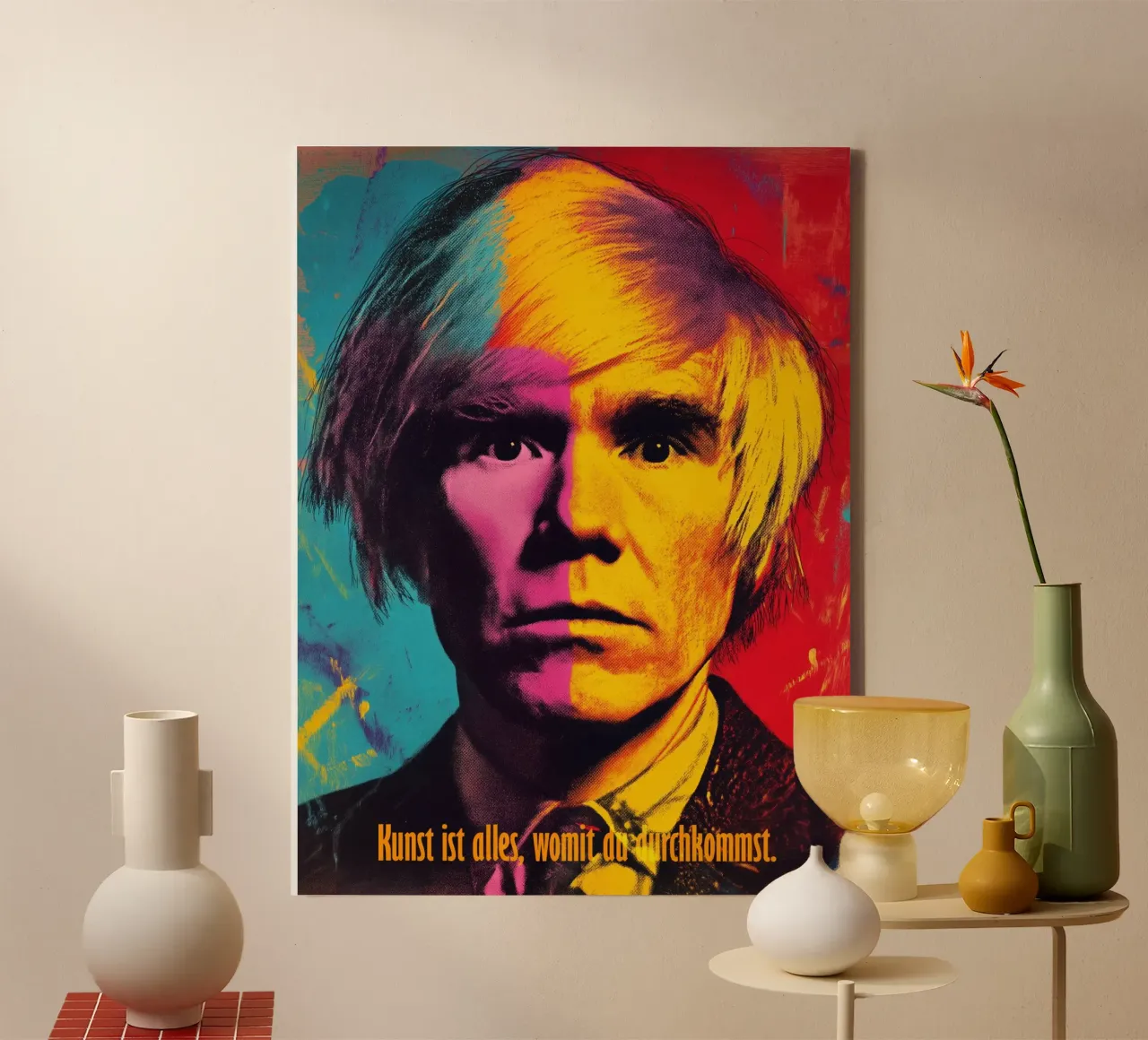 Art Is All You Can Get Away With | Andy Warhol Portrait canvas with Floater frame by Autofocus