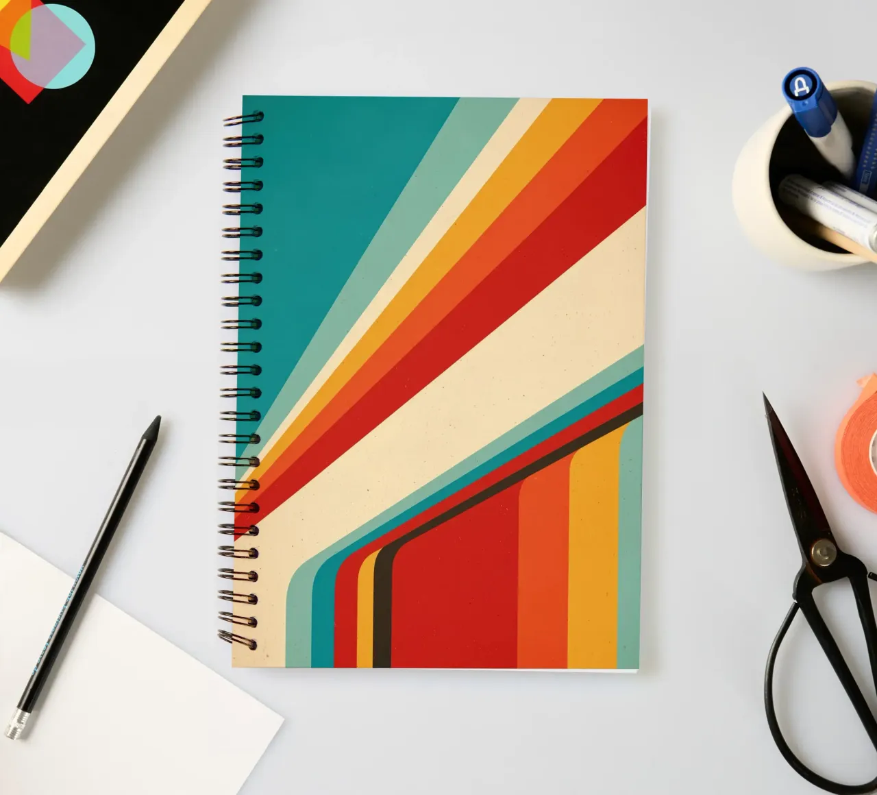 Nostalgique Abstrait Personnalisable Rétro Rayures V1 carnet à spirale de Autofocus