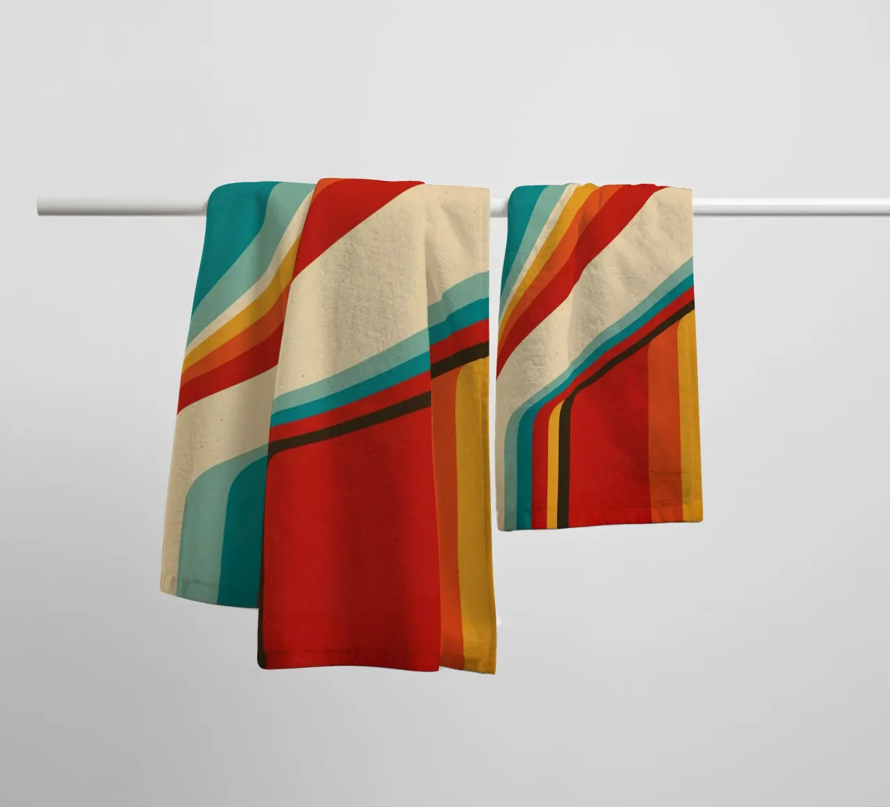 Nostalgic Abstract Customisable Retro Stripes V1 towel by Autofocus